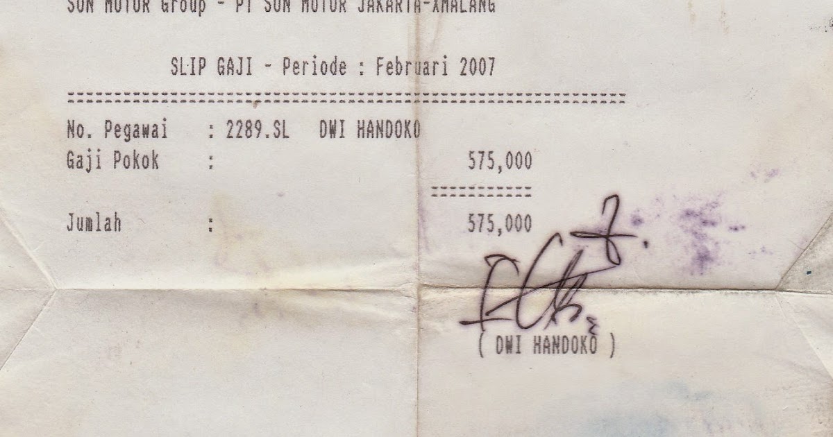 Masa Kerja Dwi Handoko: slip gaji sales mobil CHEVROLET 2007