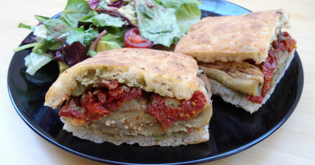Café VegNews Eggplant and Sundried Tomato Sandwich