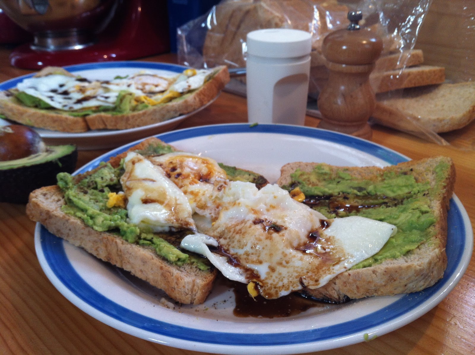 A Weakness For Cookbooks Toast with Avocado, Fried Eggs and Soy Sauce