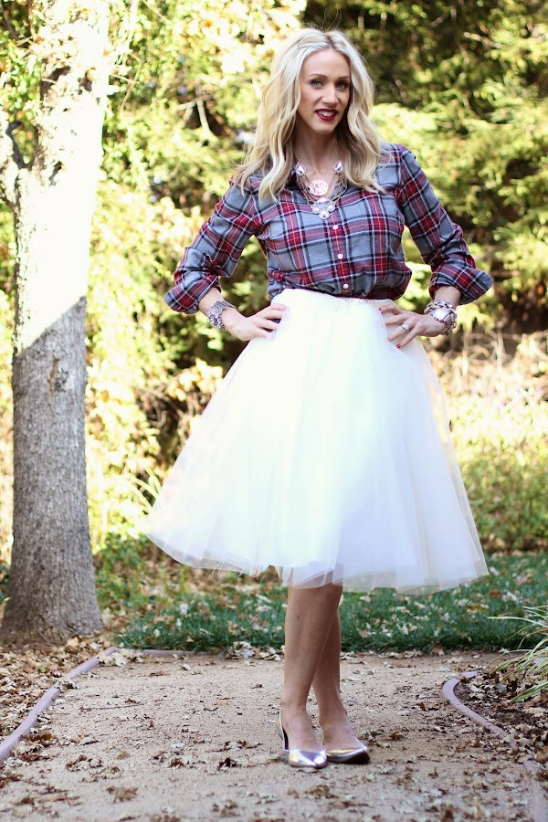 tulle skirt with plaid