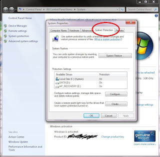 tip windows: การสร้างจุด Restore Point ใน Windows 7 tip windows: การสร้างจุด Restore Point ใน Windows 7