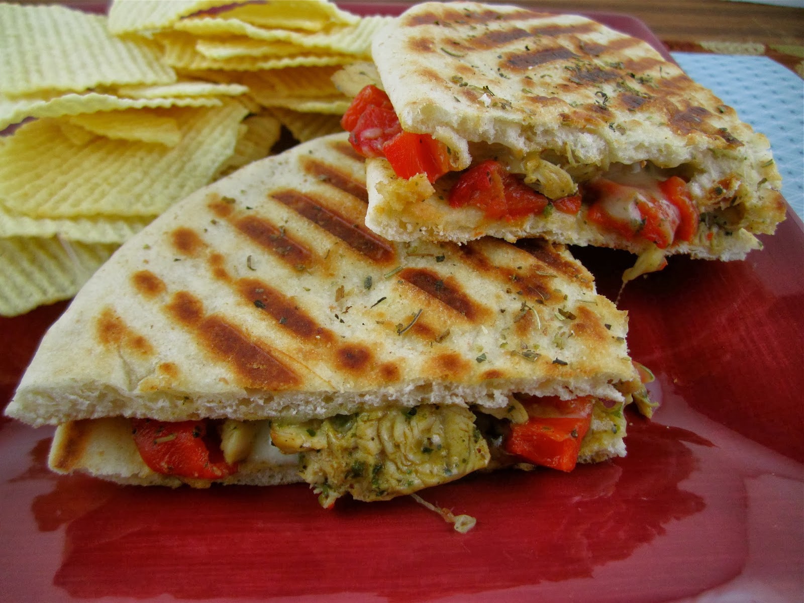 Stephanie Cooks Pesto Chicken & Red Pepper Panini
