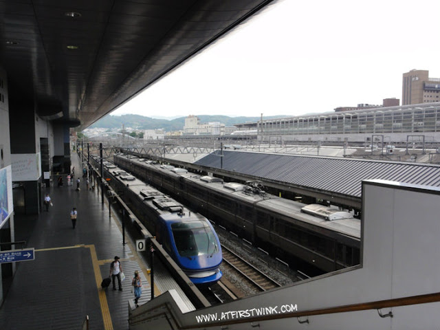 Osaka Japan station blue train