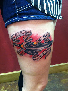 custom traditional starship enterprise with banner on thigh by david meek in tucson arizona