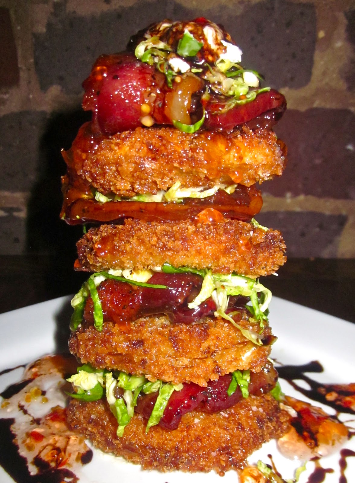 Haute + Heirloom Fried Goat Cheese CrustedPickled Green Tomato