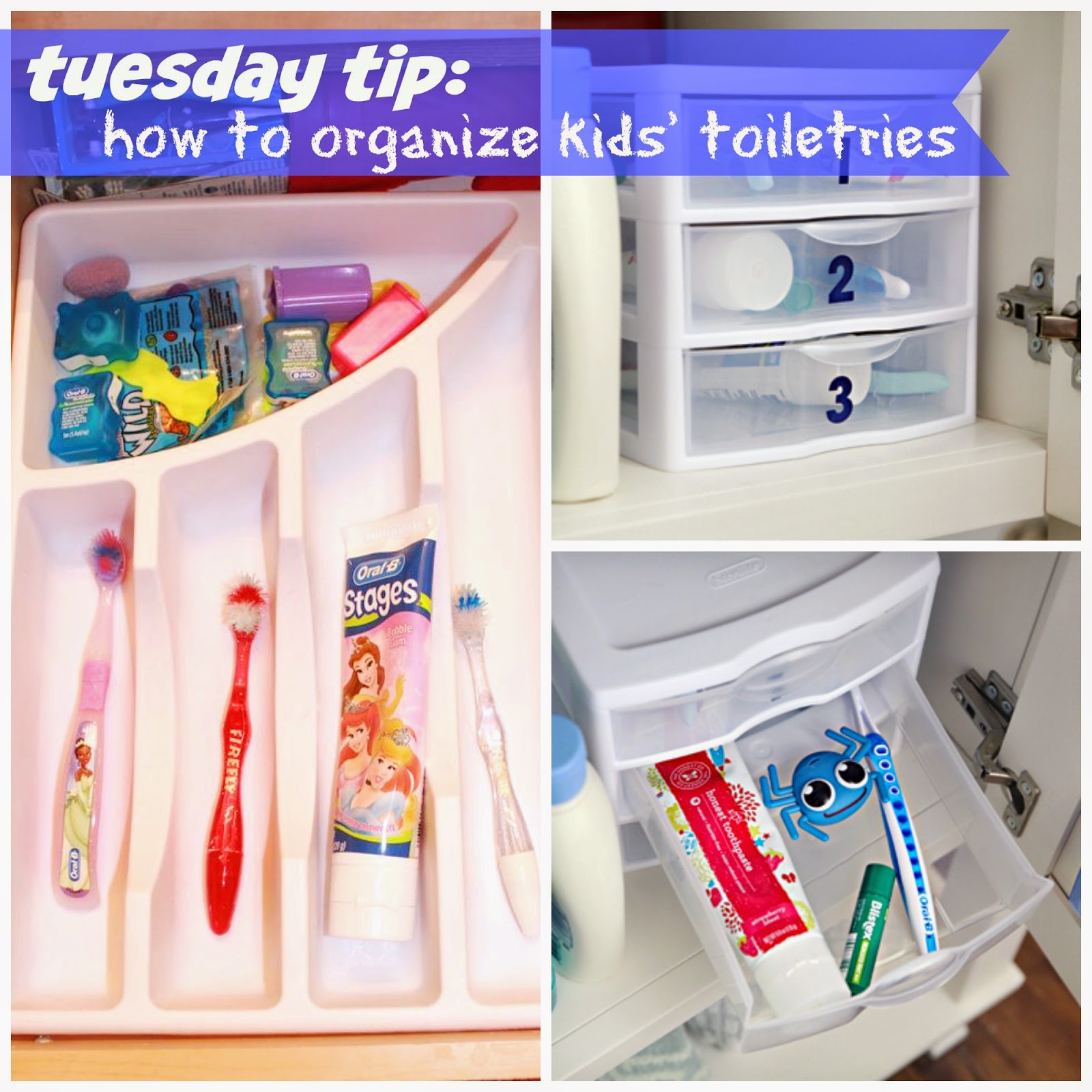 Organizing Plus 123 Tuesday Tip How to Organize Kids' Toiletries