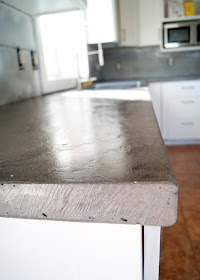 beautiful D.I.Y concrete counters - wet look sealer
