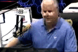 Animated gif of Rush Limbaugh doing a jerk, erratic dance in his chair.