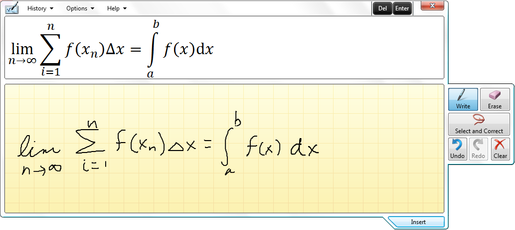 math input panel clear history math input panel clear history