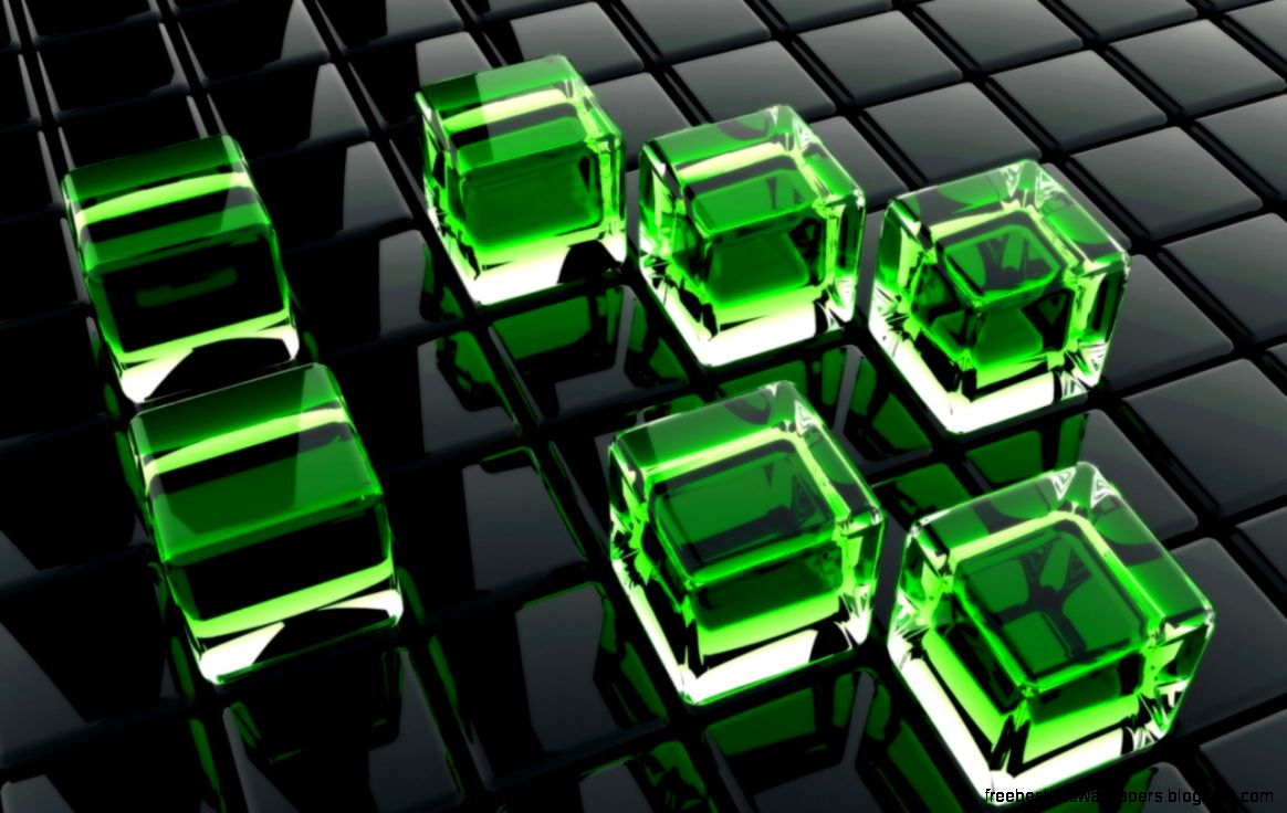 Abstract Green 3D Glass Cubes Abstract Green 3D Glass Cubes