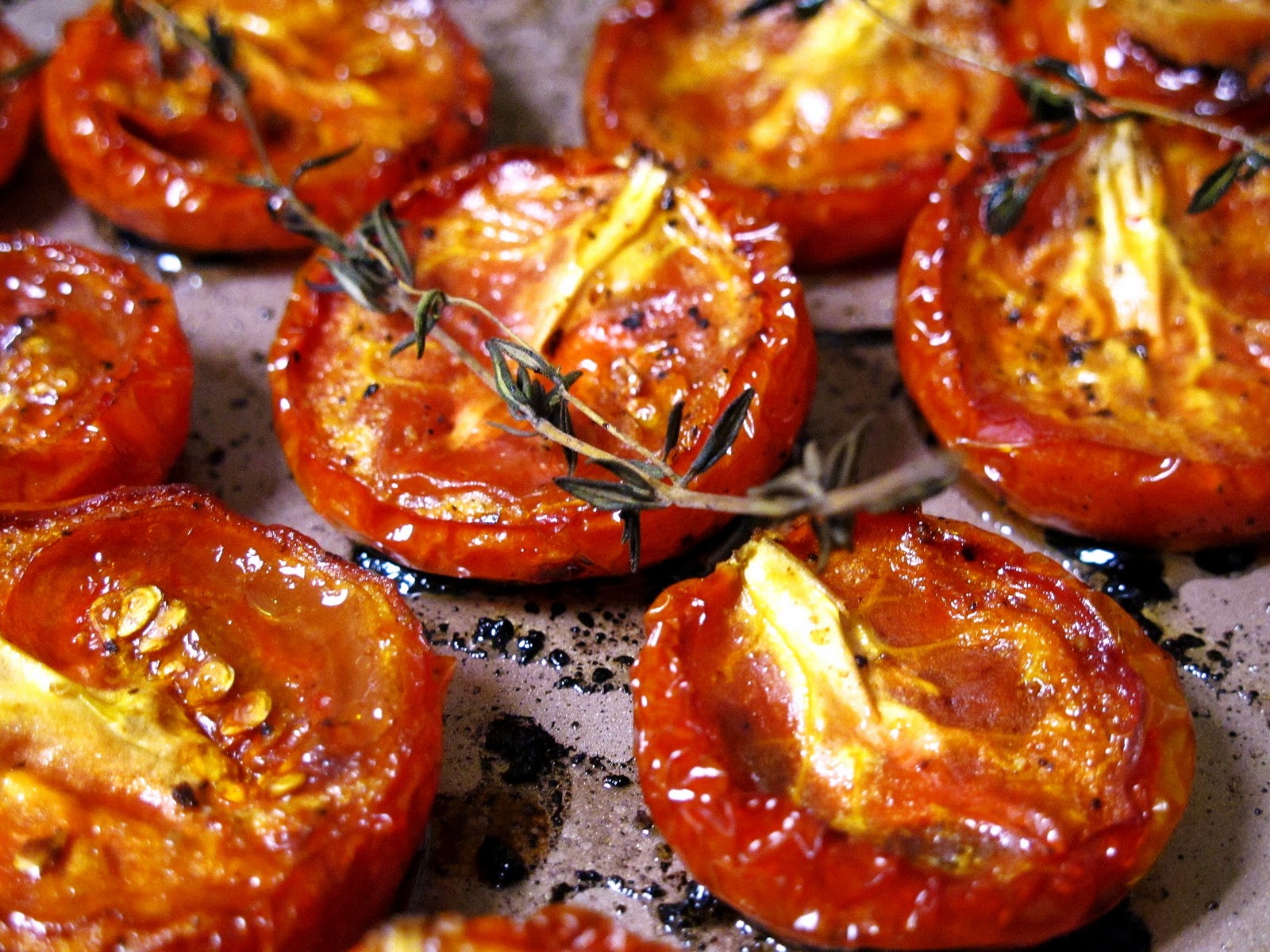 The Small Boston Kitchen Oven Roasted Tomatoes on Polenta "Flatbread"