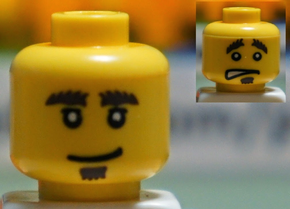 LEGO Head GOOD GUY Goatee Smile Scared Double Side Face Part for