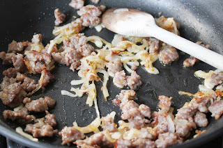 Browned sausage and onion