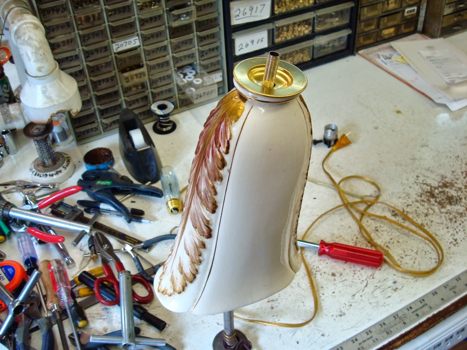 Lamp Parts and Repair Lamp Doctor Porcelain Table Lamp with Broken