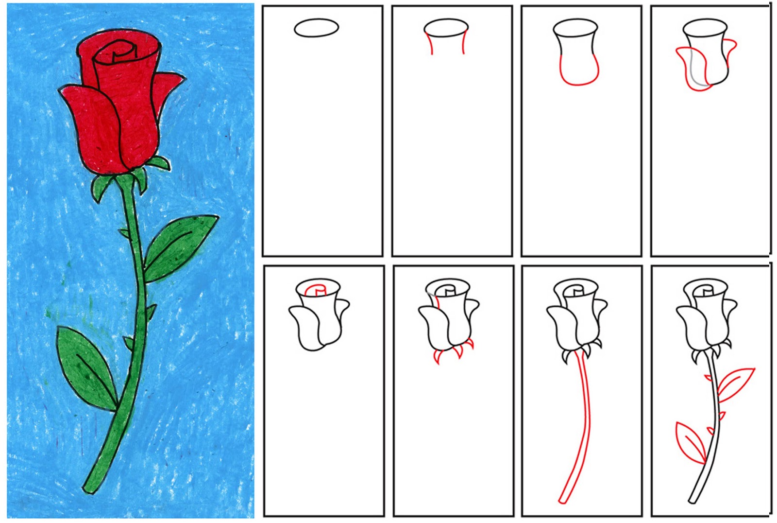 Easy Rose Drawing For Kids