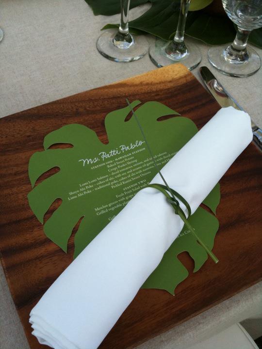 Monstera Menu Place Card Bradley & Lily Fine Stationery