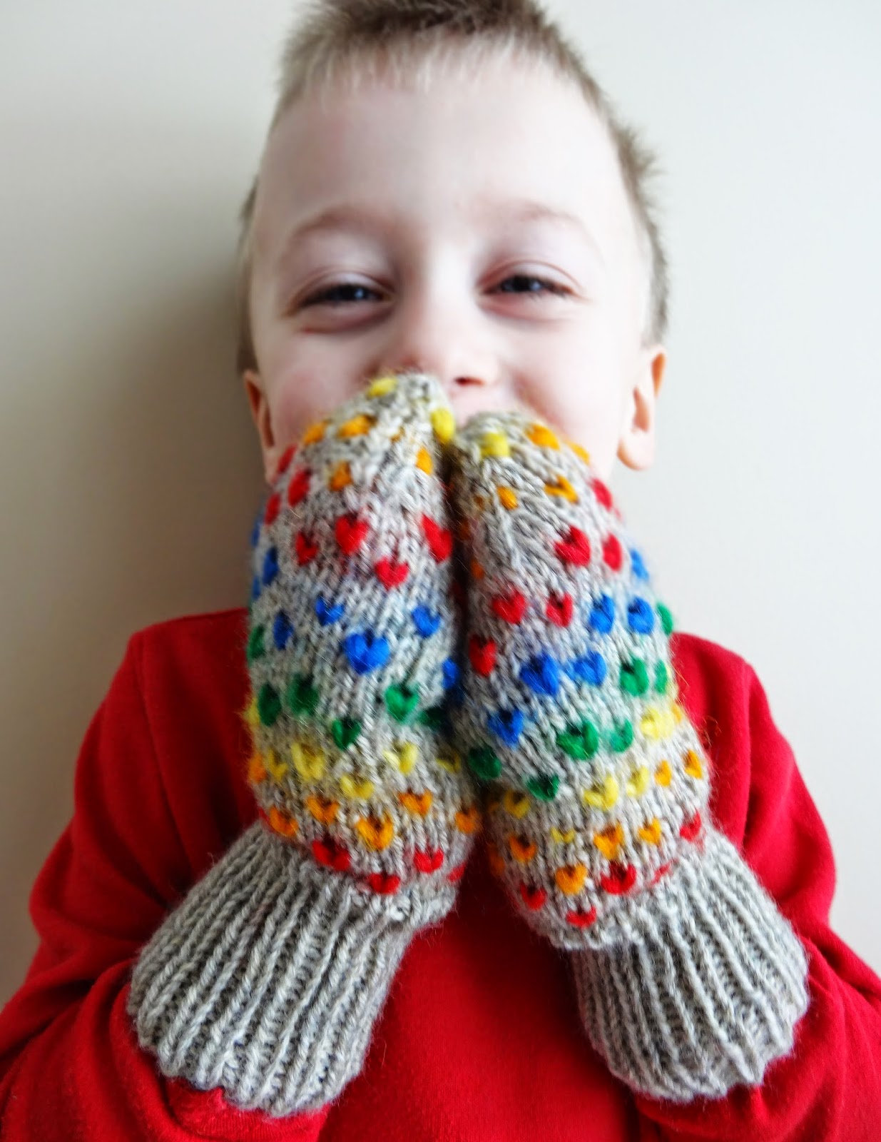 ...Knitting Up A Storm FO Rainbow Thrummed Mittens
