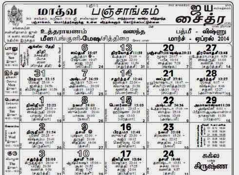 Tamil Panchangam Birth Chart