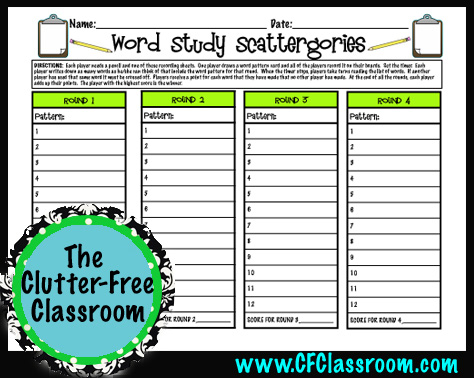 Free printable scattergories sheets