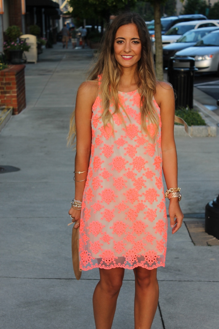 Neon Coral Shift Dress
