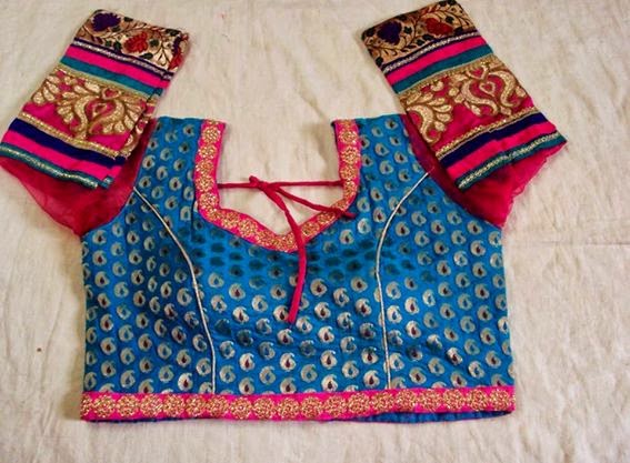 piping with French cut blouse quarter sleeve blouse