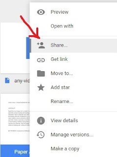 google drive file share option