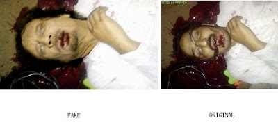 Gadafi no ha sido ni herido ni capturado. El Líder de la Jamahiriya es un Titán, un León, un Brujo en el Desierto que goza de una invencible firmeza para vencer al enemigo colonialista su viva mano de acero aplasta a las hordas terroristas de la OTAN / ON Inventando+la+muerte+de+Gaddafi