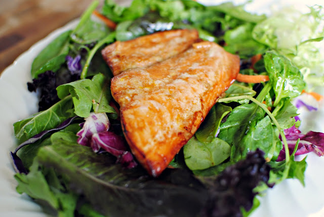 Orange Glazed Salmon Salad l SimplyScratch.com