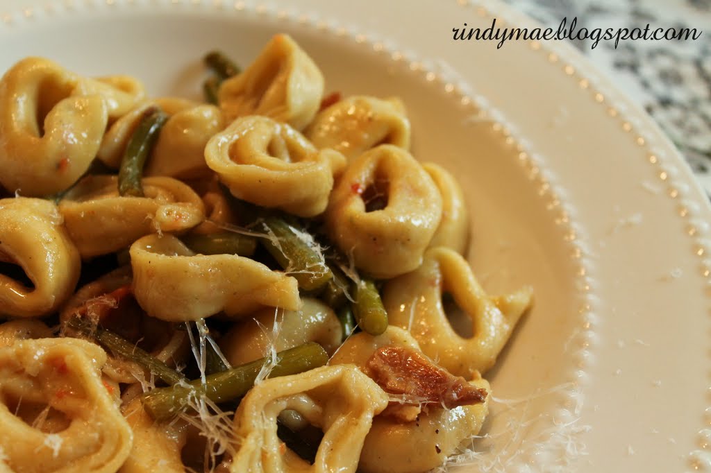 Rindy Mae Tortellini With Garlic Scapes In A Roasted Garlic & White