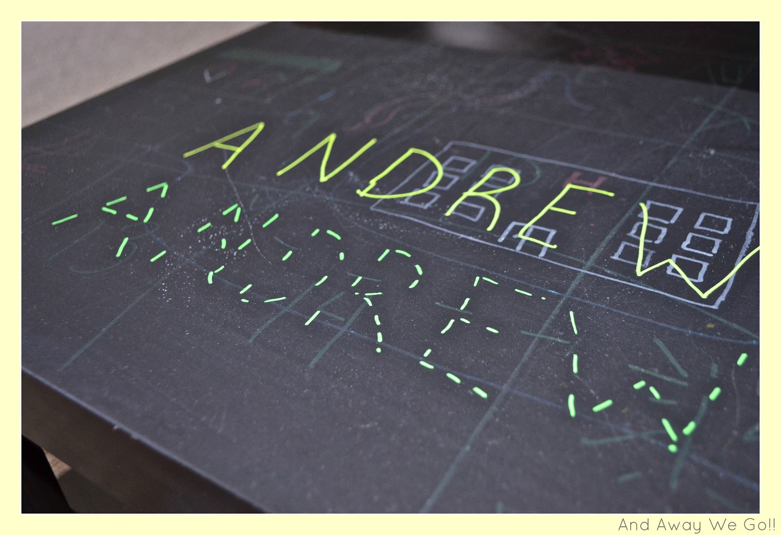 and away we go! Chalkboard table games...