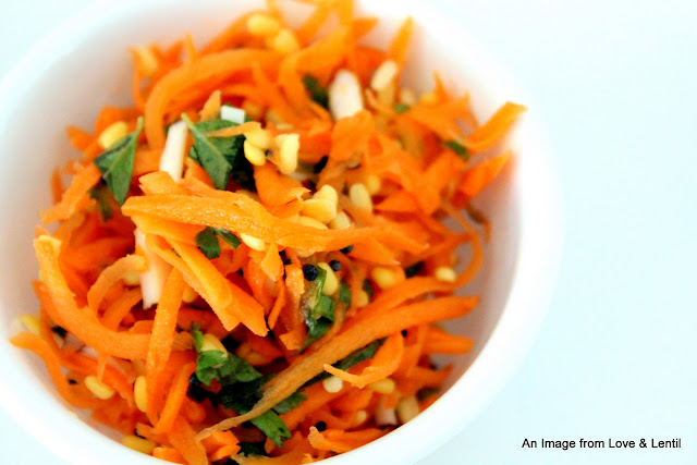 carrot & raw moong daal salad (carrot kosumalli)