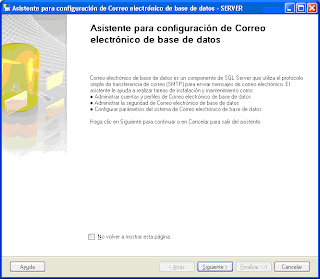 Areatic, Configurar Database Mail - Asistente - Bienvenida