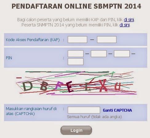 pendaftaran SBMPTN 2014