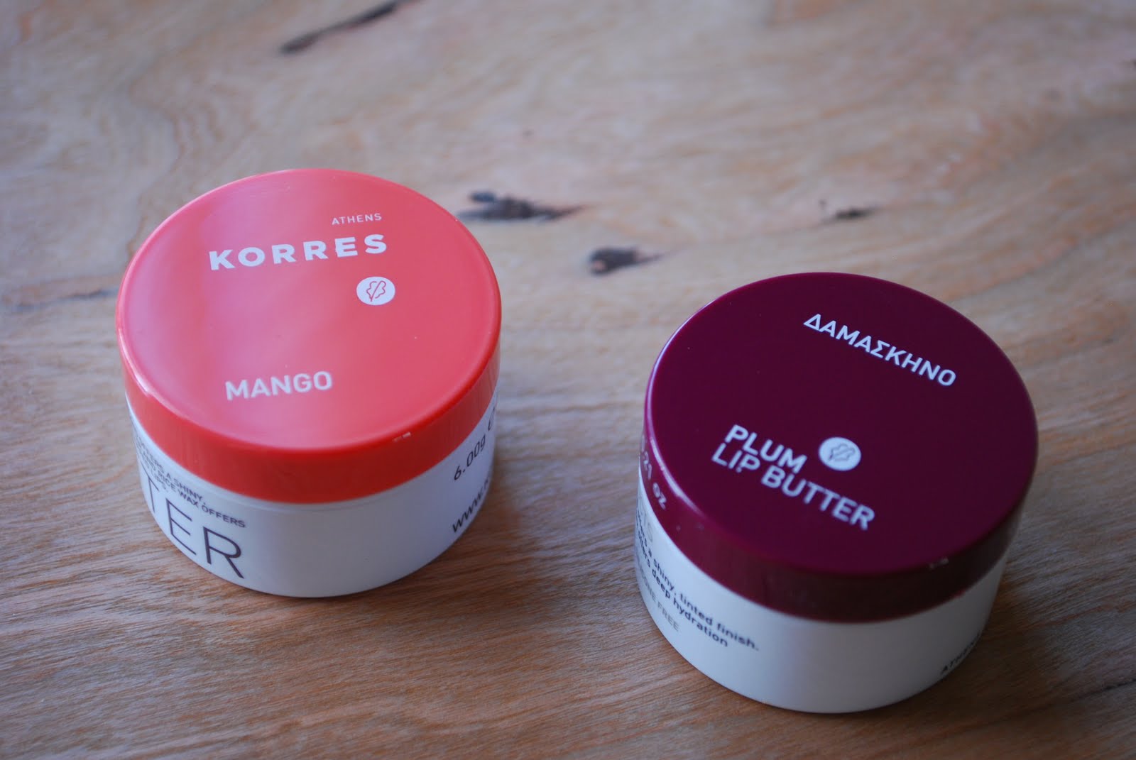 Green Beauty Korres Lip Butters in Mango and Plum