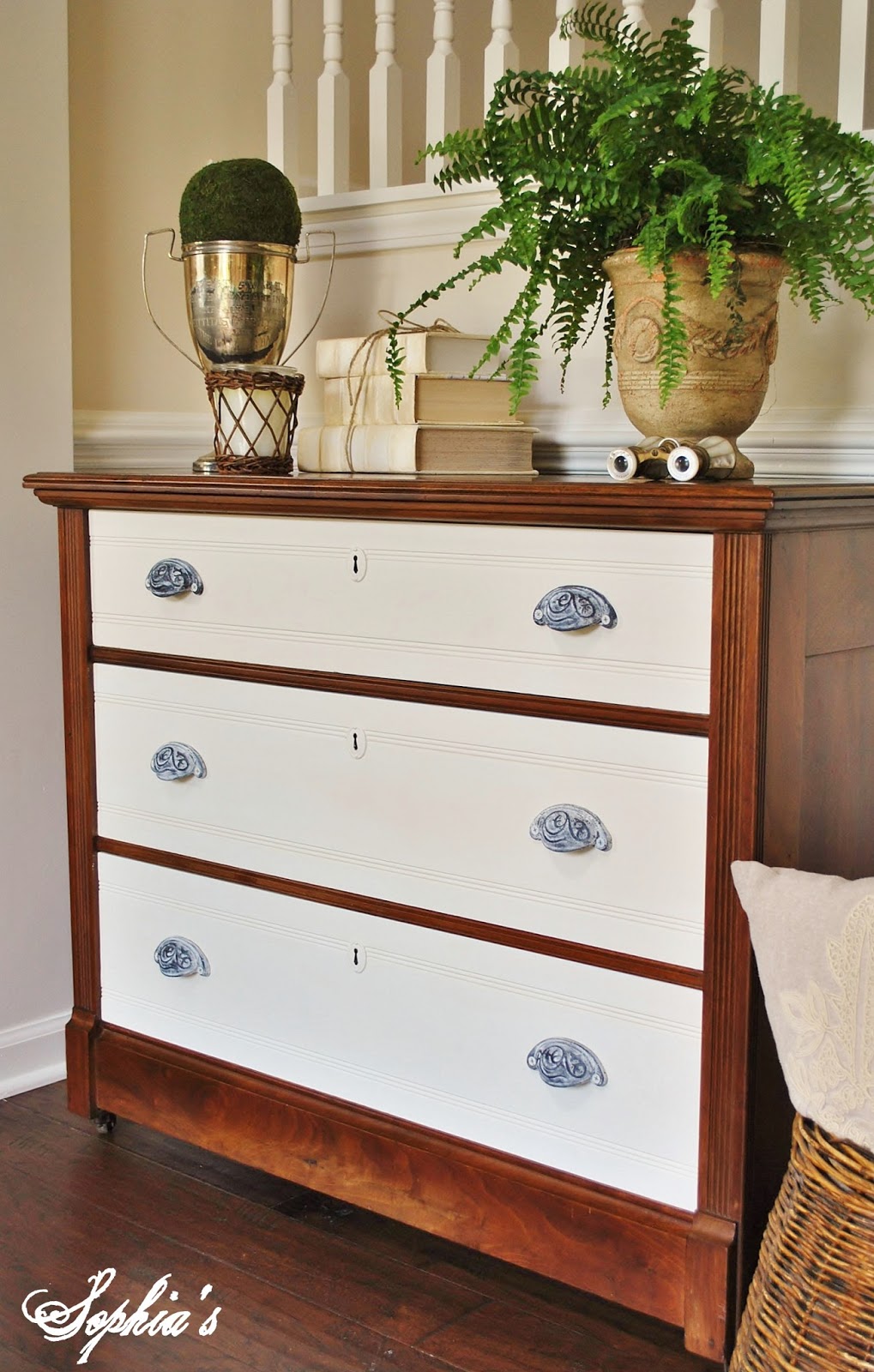 Sophia's: Two-toned Dresser and Kitchen Scale Dining Table