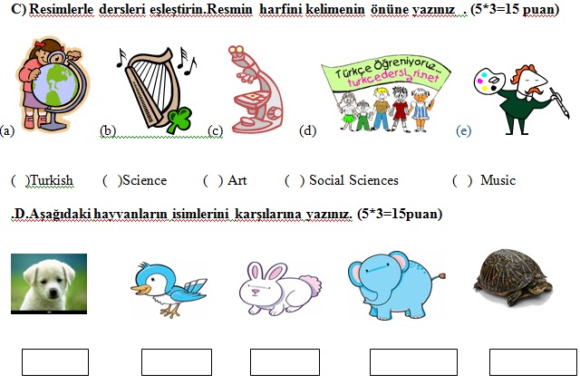 4. Sinif İngilizce 2. Dönem 1. Yazılı Soruları | Çalışma Kitabı Cevapları