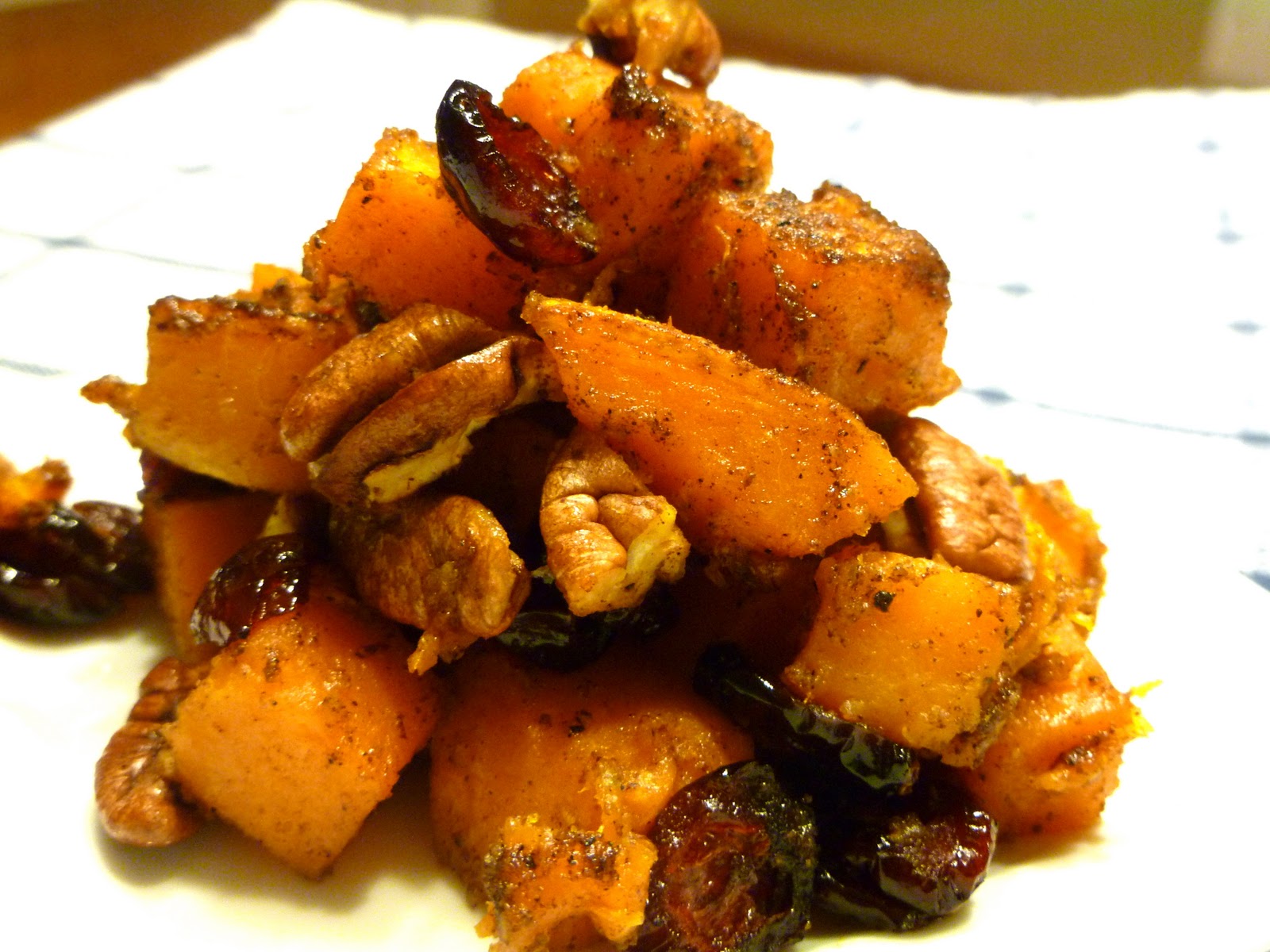 Spiced Butternut Squash with Dried Cranberries and Toasted Pecans