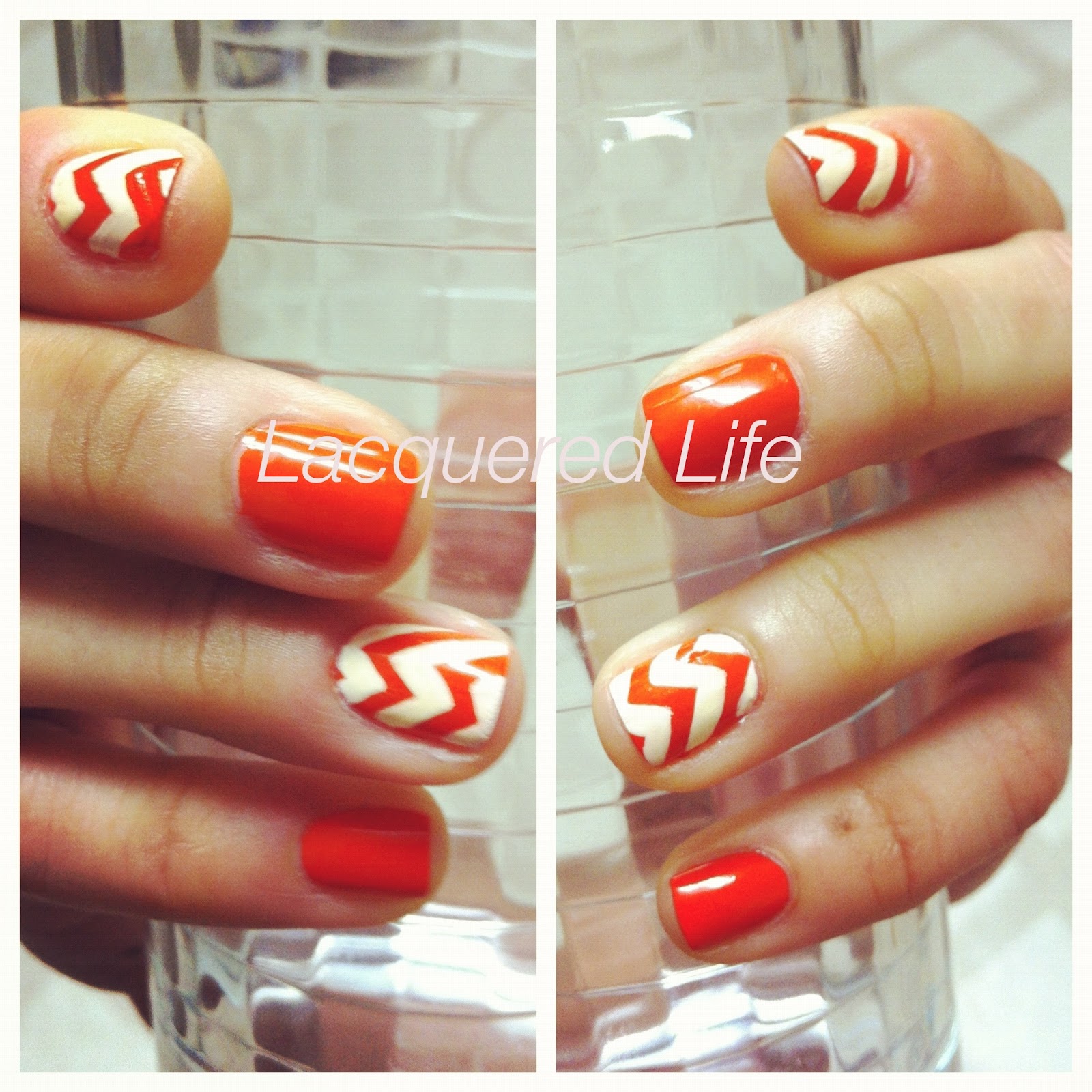 Orange Chevron Nails | Lacquered Life