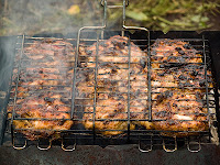 food on a hot barbecue grill