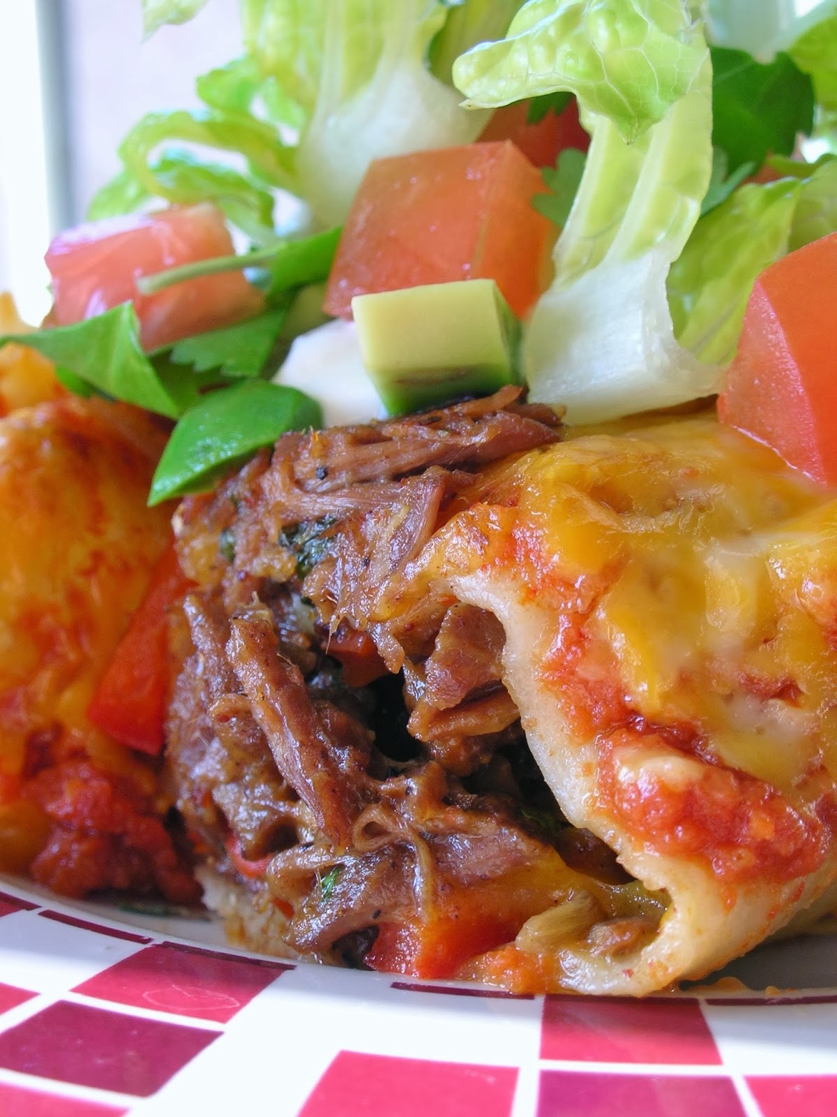 Basil Braised Beef Enchiladas