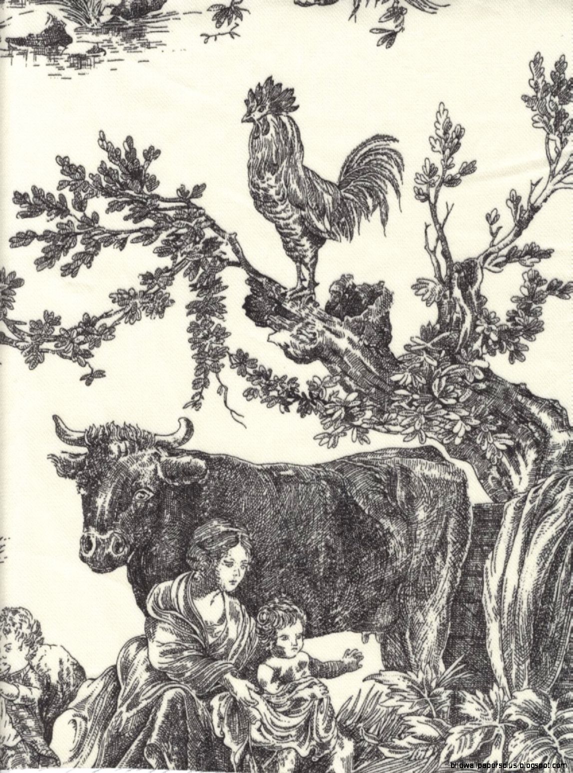 Black and White Toile Fabric Black and White Toile Fabric