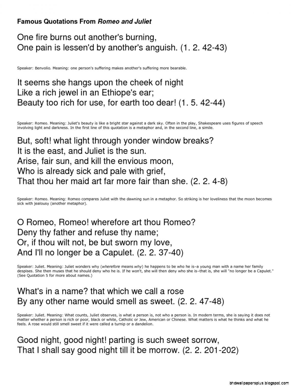 Romeo and Juliet Famous Quotes Romeo and Juliet Famous Quotes
