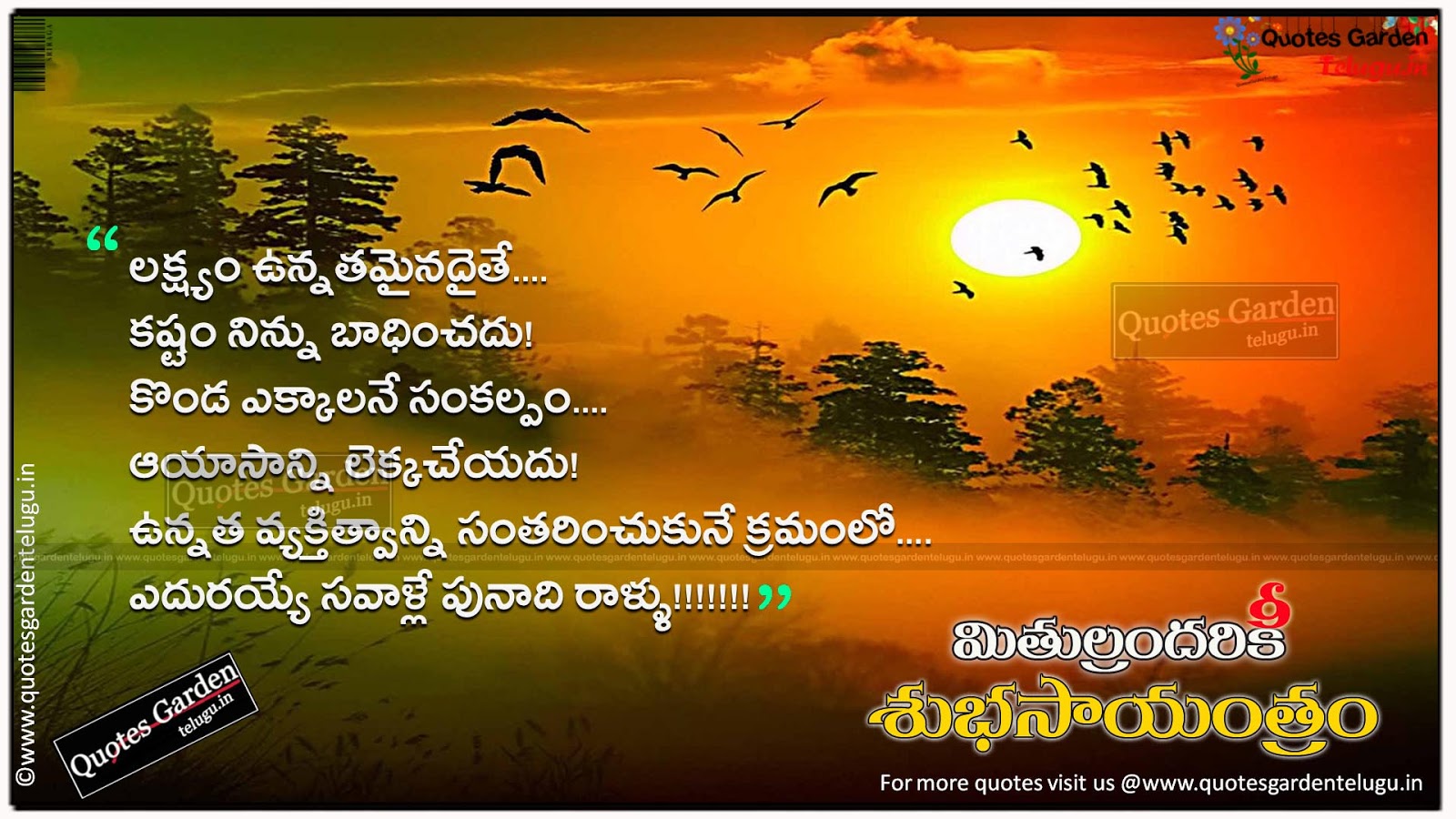 Telugu good evening Quotes With HD wallpapers | QUOTES GARDEN ...