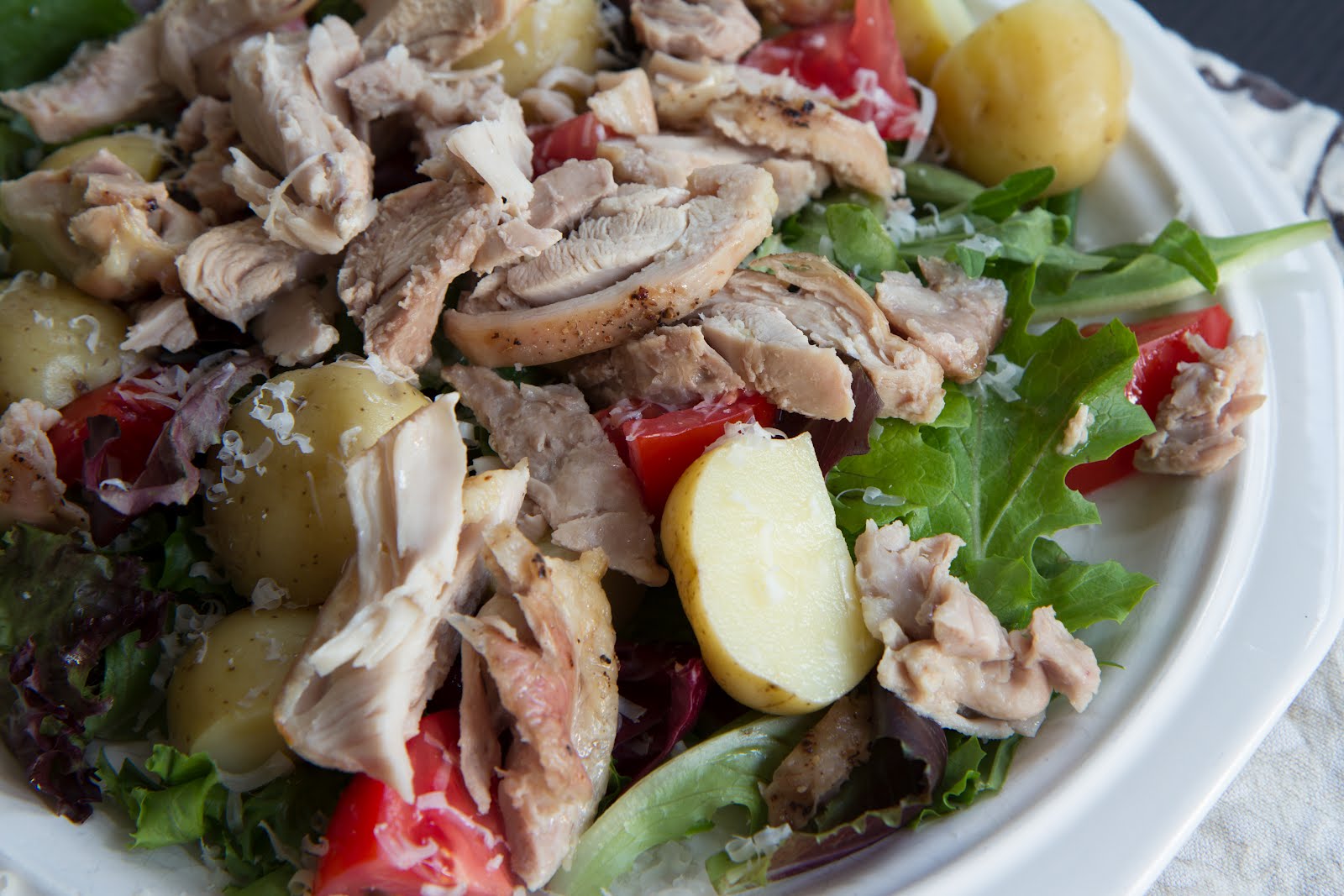 and she cooks too! Chicken Entree Salad with Potatoes and Lemon Vinaigrette