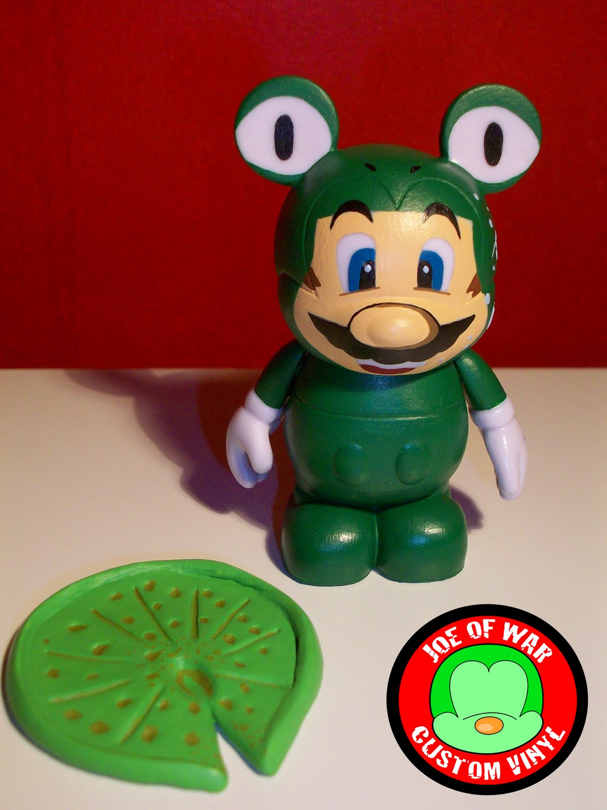 Joe of War Customs & Art 3" Frog Suit Super Mario Vinylmation with Lily Pad (SOLD)