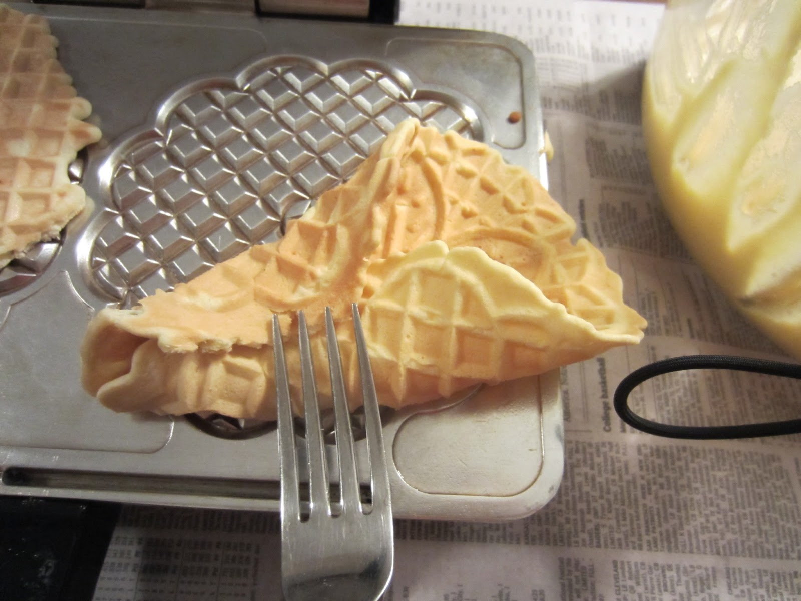 Pizzelle Cones with Christmas Crack