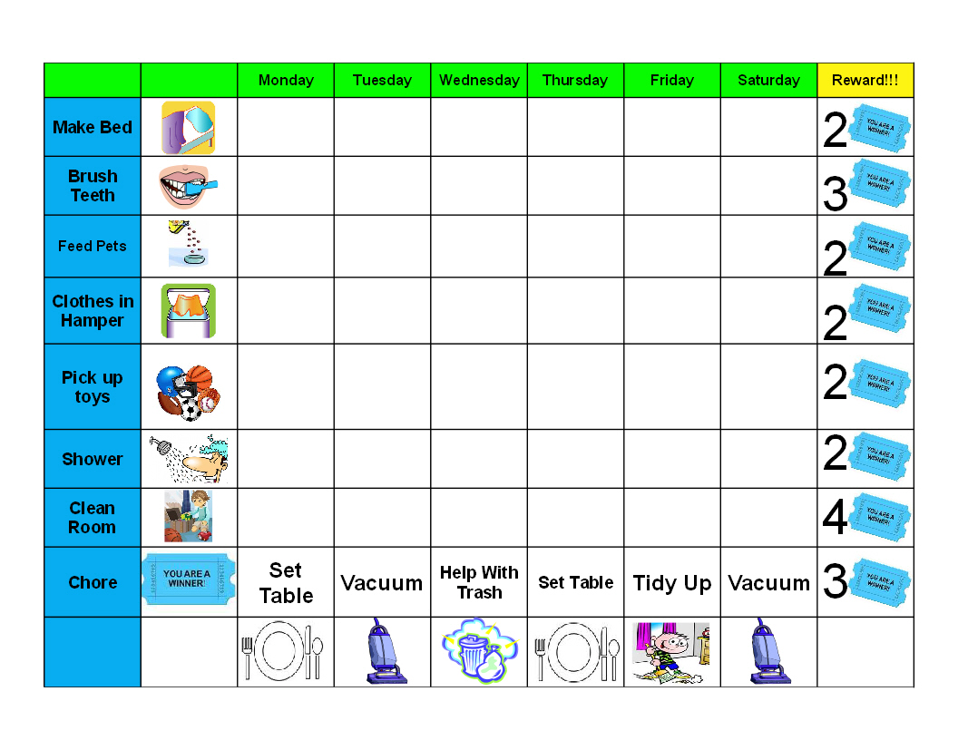 Multiple Child Chore Chart