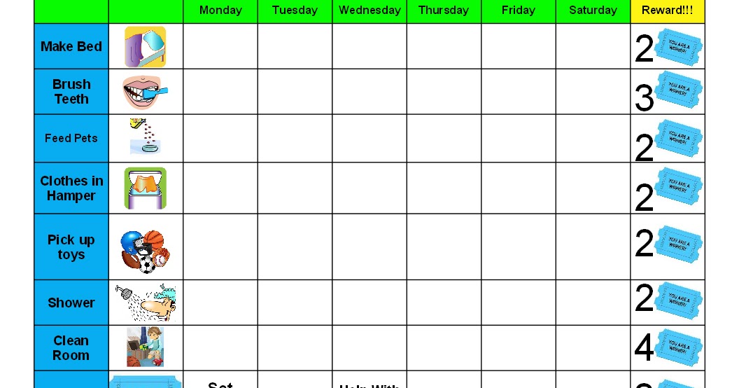 Gael's Crafty Treasures: Good Behavior/Chore chart (FREE printables)