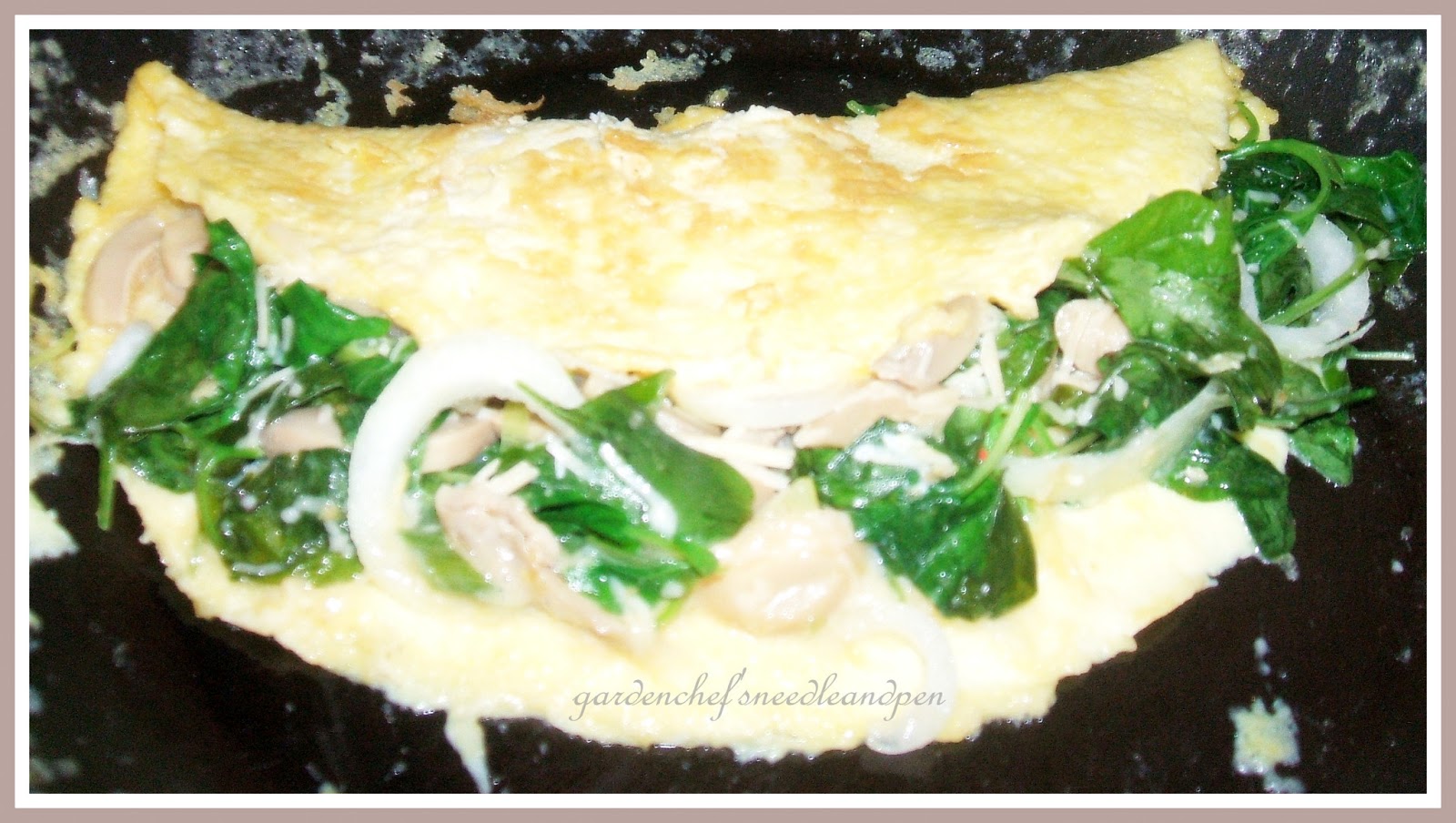 Garden Chef's Needle and Pen Leek, Mushroom and Spinach Souffle Omelette