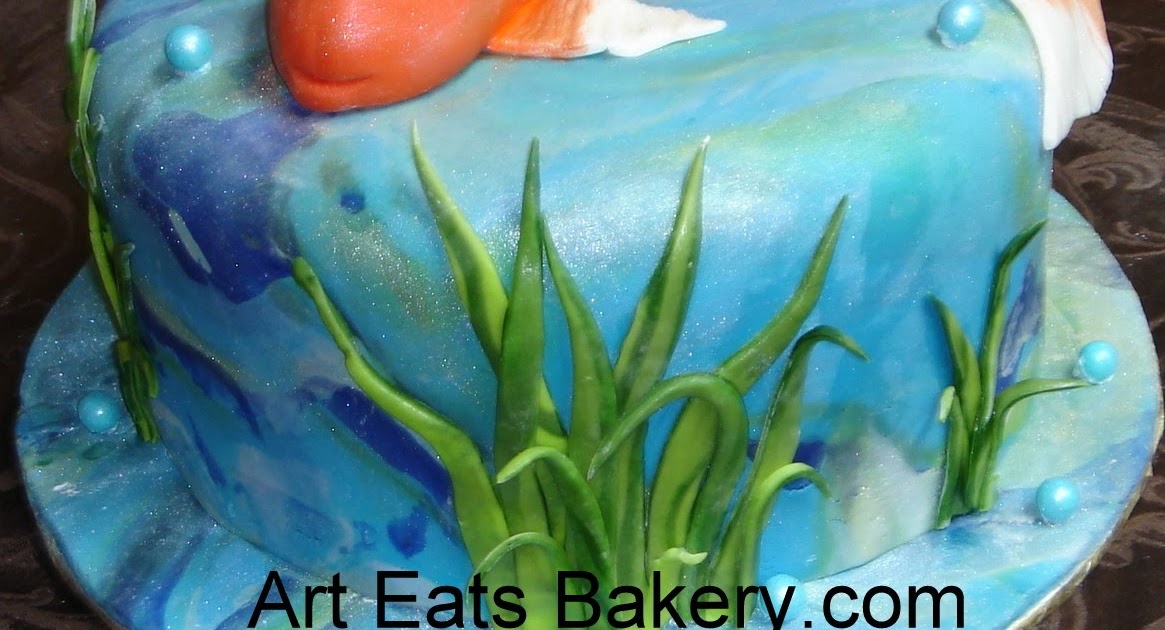 strawberry koi pond cake